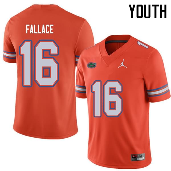 NCAA Florida Gators Brian Fallace Youth #16 Jordan Brand Orange Stitched Authentic College Football Jersey IRX4364PI
